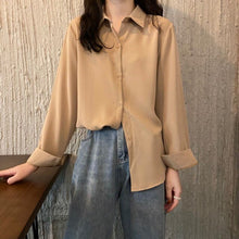 Load image into Gallery viewer, Women Solid Shirt Summer Ladies Casual Cardigans Tops And Shirts Female Korean Long Sleeves Blouses Chic Pocket Shirts