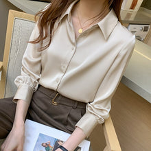 Load image into Gallery viewer, Women Solid Shirt Summer Office Ladies Casual Tops And Shirts Chic Female Korean Long Sleeves Blouses Pocket Buttons