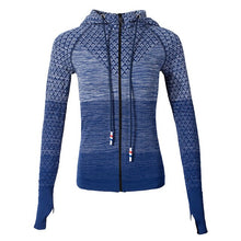 Load image into Gallery viewer, Women Sports Jackets Hooded Raglan Long Sleeve Thumb Holes Lightweight Slim Running Workout Fittness Sweatshirt Gym Activewear