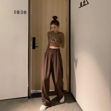 Load image into Gallery viewer, Women pants 2021 Retro Solid Color Wild Straight Wide Leg Pants Female Spring New Korean Fashion High Waist Casual Long Pants