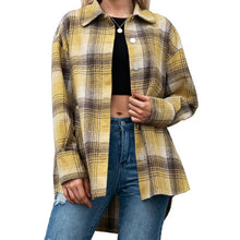 Load image into Gallery viewer, Women's Autumn Jackets Vintage Plaid Shirt with Pockets Button Down Turn-down Collar Loose Casual Jackets Female Outwear Coat