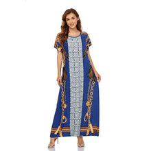 Load image into Gallery viewer, Women's Dress Muslim Woman Kimono Short-sleeved Long Dress Dubai Plus Size Loose  Printing Elegant Temperament Robe Abayas