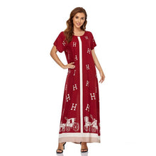 Load image into Gallery viewer, Women's Dress Muslim Woman Kimono Short-sleeved Long Dress Dubai Plus Size Loose  Printing Elegant Temperament Robe Abayas