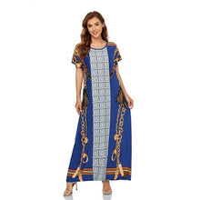 Load image into Gallery viewer, Women's Dress Muslim Woman Kimono Short-sleeved Long Dress Dubai Plus Size Loose  Printing Elegant Temperament Robe Abayas