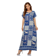 Load image into Gallery viewer, Women's Dress Muslim Woman Kimono Short-sleeved Long Dress Dubai Plus Size Loose  Printing Elegant Temperament Robe Abayas