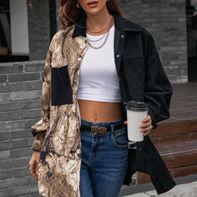 Load image into Gallery viewer, Women's Jacket Chic Splicing Jackets Leopard Print Turn-down Collar Single-breasted Pocket Casual Tops Femme Autumn Streetwear