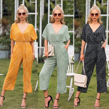 Load image into Gallery viewer, Women's Jumpsuits Summer Fashion Polka Dot Wide Legs Rompers Half Sleeve High Waist Overalls Casual Holiday Jumpsuits Mujer