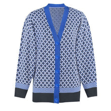 Load image into Gallery viewer, Women's Knitting Sweater Cardigan Color Loose Casual Knitted Sweaters Matching Diamond Lattice Single-Breastedcardigans Women