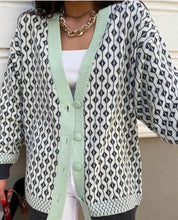 Load image into Gallery viewer, Women's Knitting Sweater Cardigan Color Loose Casual Knitted Sweaters Matching Diamond Lattice Single-Breastedcardigans Women