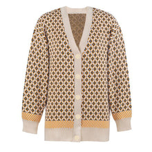 Load image into Gallery viewer, Women's Knitting Sweater Cardigan Color Loose Casual Knitted Sweaters Matching Diamond Lattice Single-Breastedcardigans Women