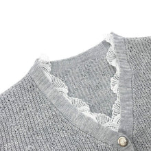 Load image into Gallery viewer, Women's Sexy V-Neck Sweaters Autumn Lace Decor Buttoned Cardigan Knitwea Long Sleeve Fashion Ladies Streetwear Elegant Sweater