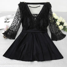 Load image into Gallery viewer, Women's Swimwear Korea Swimsuit Skirt 5XL Woman One Piece Plus Size Tankini Monokini Lace Sleeve Black Swim Suit Beach Wear