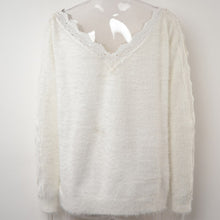 Load image into Gallery viewer, Women's Thin White Sweater 2021 Autumn Winter New Knitted Sweaters Large Size Hollow Out Pullovers V-neck Jumper Femme Mujer