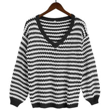 Load image into Gallery viewer, Women's V-neck loose Top Sweaters Spring Autumn Basic Knitting Warm Slim Sweater Solid Minimalist Large Size Tight-Fitting Tops