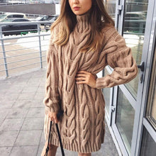 Load image into Gallery viewer, Women's Winter Soild Cotton Knited Sli Fit Pullover Sweaters Female High Collar Long Sleeve Autunm Long Sweaters Plus Size 3XL