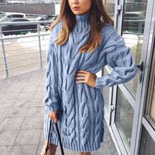 Load image into Gallery viewer, Women's Winter Soild Cotton Knited Sli Fit Pullover Sweaters Female High Collar Long Sleeve Autunm Long Sweaters Plus Size 3XL