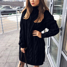 Load image into Gallery viewer, Women's Winter Soild Cotton Knited Sli Fit Pullover Sweaters Female High Collar Long Sleeve Autunm Long Sweaters Plus Size 3XL
