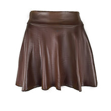 Load image into Gallery viewer, Womens PU Leather Miniskirts High Waist Casual Flared Pleated Latex A-Line Skirt Rave Dance Bottoms Sexy Clubwear Skirts