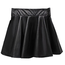 Load image into Gallery viewer, Womens PU Leather Miniskirts High Waist Casual Flared Pleated Latex A-Line Skirt Rave Dance Bottoms Sexy Clubwear Skirts