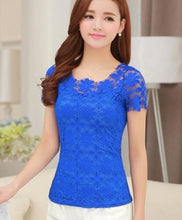 Load image into Gallery viewer, women tops Lace Shirt Blusas Femininas Blouses & Shirts 2019 New Fashion Short sleeve Women Blouse plus size Women Clothing 5XL