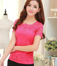 Load image into Gallery viewer, women tops Lace Shirt Blusas Femininas Blouses & Shirts 2019 New Fashion Short sleeve Women Blouse plus size Women Clothing 5XL