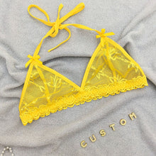 Load image into Gallery viewer, Custom Lingerie Set For Women Thong Panties Bra Set With Name Rhinestone Customized Thongs Personalized G-String Jewelry Gift