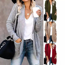 Load image into Gallery viewer, Women&#39;s Curved Placket Knitted Sweater Cardigan