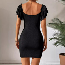 Load image into Gallery viewer, Women&#39;s Deep V-neck Thread Sunken Stripe Dress