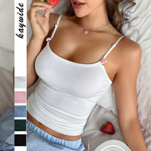 Load image into Gallery viewer, Women&#39;s Slim Knit Flower Spaghetti-strap Camisole Top
