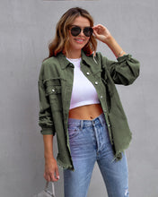 Load image into Gallery viewer, Fashion Ripped Shirt Jacket Female Autumn And Spring Casual Tops Womens Clothing