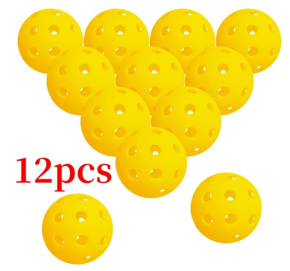 12pcs Pack USAPA Outdoor Pickleball Balls 40 Holes Training Tournament Pickleball Accessories 74mm Standard Pickle Ball