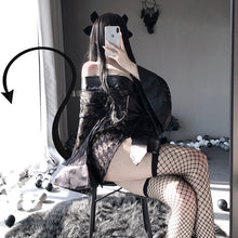 Load image into Gallery viewer, Sexy Lingerie Women Free Straight Into The Dark Japanese Kimono Sexy Bathrobe Cardigan Nightgown Passion Pajamas Set