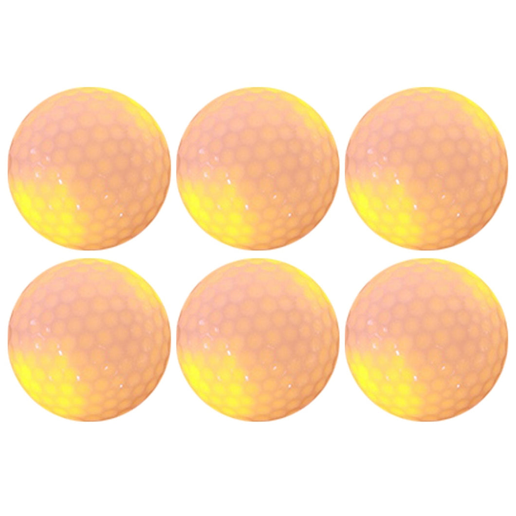 6PCS Synthetic Rubber LED Luminous Golf Ball Bright Attractive for Night Daytime TrainingRed