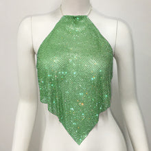 Load image into Gallery viewer, European And American Metal Sequins Sexy Suspenders Hot Girls Rhinestone Halter Spaghetti Straps Tops