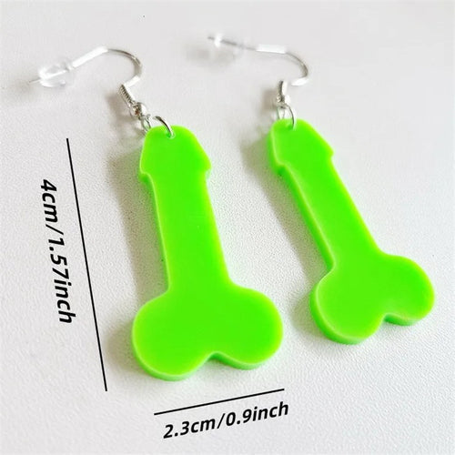 2pcs Creative Funny Acrylic dick shaped Men's  Abstract Non Mainstream Earrings Women's Personalized Jewelry Interesting Gift