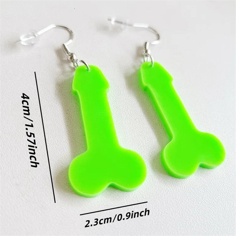 2pcs Creative Funny Acrylic dick shaped Men's  Abstract Non Mainstream Earrings Women's Personalized Jewelry Interesting Gift