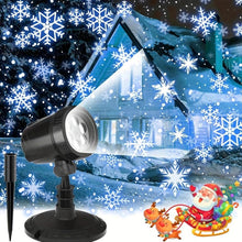 Load image into Gallery viewer, 2pc Dynamic LED Snowflake Christmas Light Projector, Weatherproof Outdoor Holiday Decoration, Adjustable Angle Festive Projection Lamp for Xmas and New Year