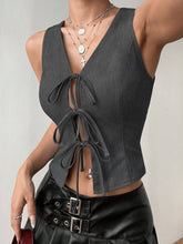 Load image into Gallery viewer, Women&#39;s Lace Up Slim Fit Top