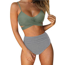 Load image into Gallery viewer, Women Sexy Soild Print Bikini Set Push Up Bathing Swimwear