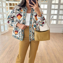 Load image into Gallery viewer, Round Neck Print Long Sleeves Jacket Coat