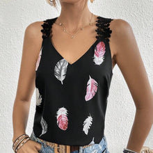 Load image into Gallery viewer, Women&#39;s Printed Feather Pattern Design V-neck Fashionable Slimming Camisole Vest