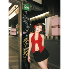 Load image into Gallery viewer, Three-dimensional Flower Knitted Halter Spaghetti Straps Vest