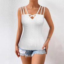 Load image into Gallery viewer, Summer Sleeveless Women&#39;s Solid Color Jacquard Camisole Pullover With Hollowed Out Top