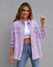 Load image into Gallery viewer, Fashion Ripped Shirt Jacket Female Autumn And Spring Casual Tops Womens Clothing