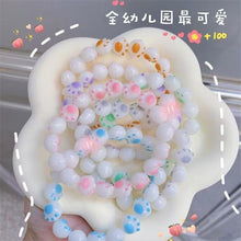 Load image into Gallery viewer, Cute cat claw hand string charcoal grilled finger soft gradient white jade Buddha bead plate play bracelet rosary ins girl heart bracelet