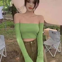 Load image into Gallery viewer, Retro Cropped Tube Top Long Sleeve Vest