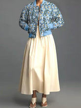 Load image into Gallery viewer, Women&#39;s Loose And Versatile Daisy Print Zipper Jacket
