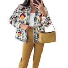 Load image into Gallery viewer, Round Neck Print Long Sleeves Jacket Coat