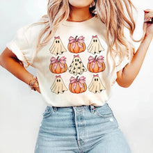 Load image into Gallery viewer, Halloween Pumpkin Bow Fashion Style O-neck Trendy T-shirt