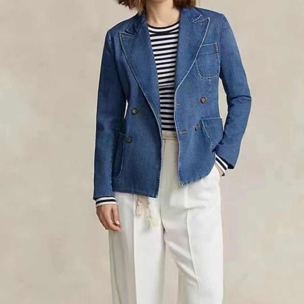 Tibetan Blue Denim Jacket For Spring And Summer